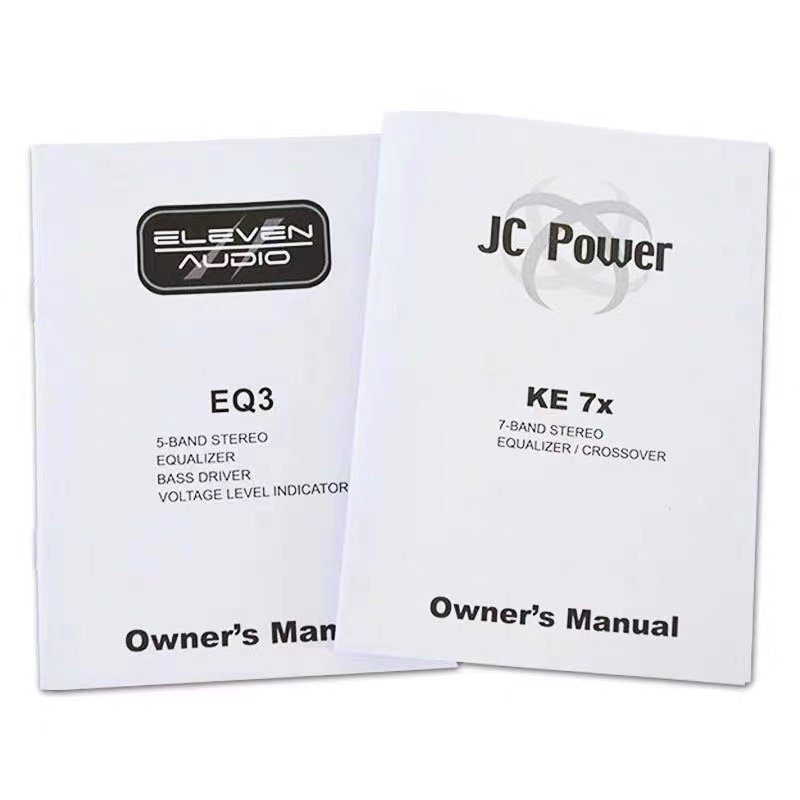 Two white audio equipment owner's manuals.